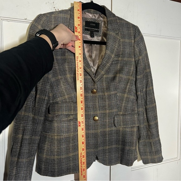 J. Crew Schoolboy Blazer Glen Plaid Gold Buttons Wool Academia Size 0 Preppy - Picture 5 of 9